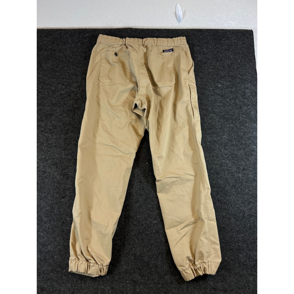 Patagonia Mahnya Fleece Pants Men Large Tan Khaki Organic Cotton Joggers Outdoor